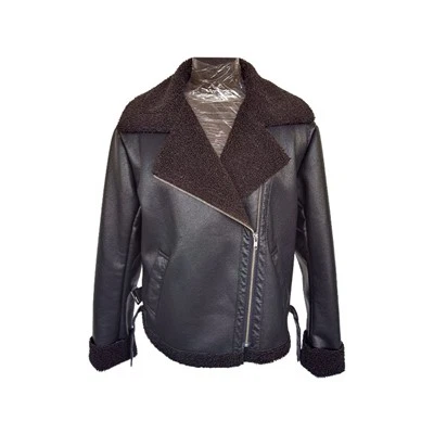 フェイクシアリングバイカージャケット ブラウン
