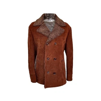 メンズ フェイクシープスキン ブレザー ダブルブレスト